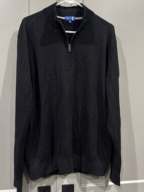 STITCH Golf Men’s XL 100% Waterproof Wool 1/4 Zip Sweater Black Long Sleeve